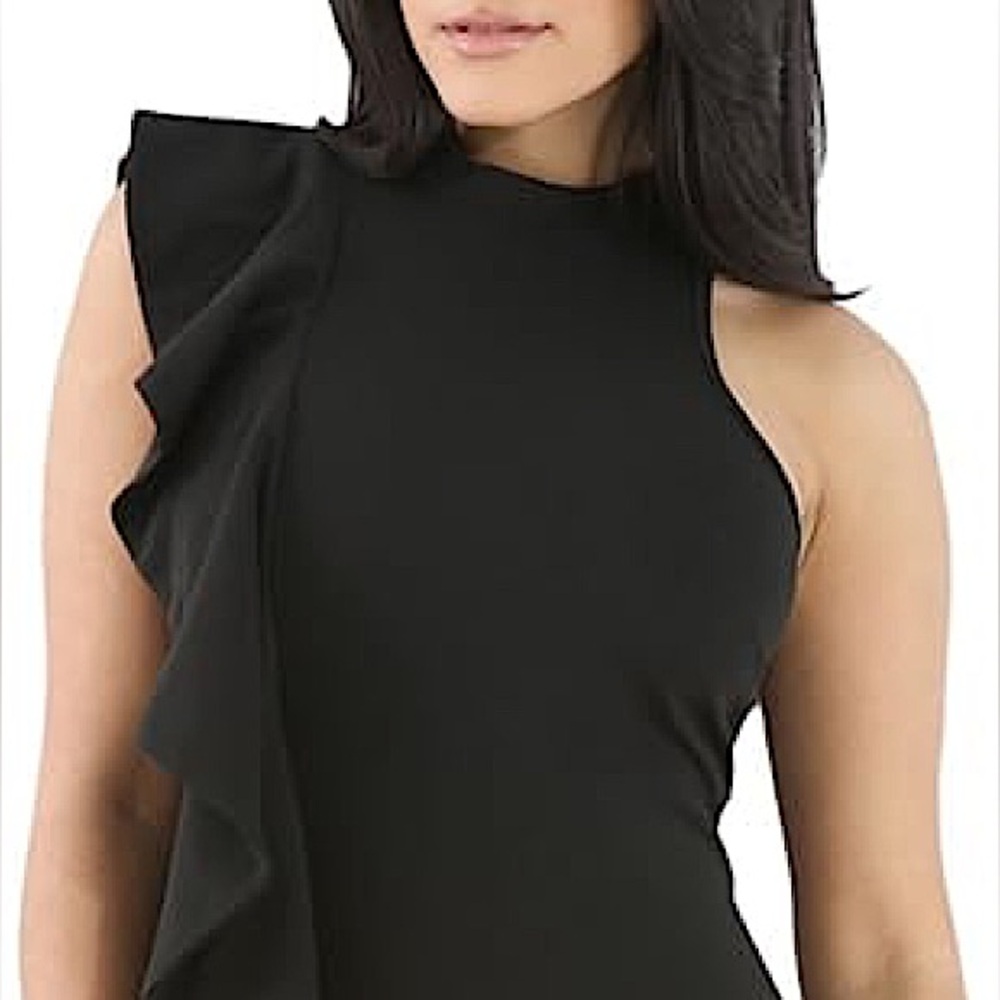 Gianni Bini Black Side Ruffle High Neck Midi Cocktail Classy Dress - NWT! - Picture 10 of 10